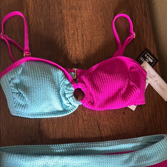 Salt + Cove Pink and Blue Bikini Sporty Color Block - Picture 6 of 8